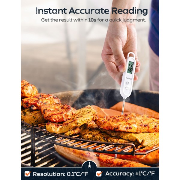 paonies Instant Read Meat Thermometers for Cooking, LCD Display Digital Food Thermometer with 5.5in Long Probe, Cooking Thermometer with Auto Shutdown for Kitchen, Baking, Frying, Grilling, BBQ