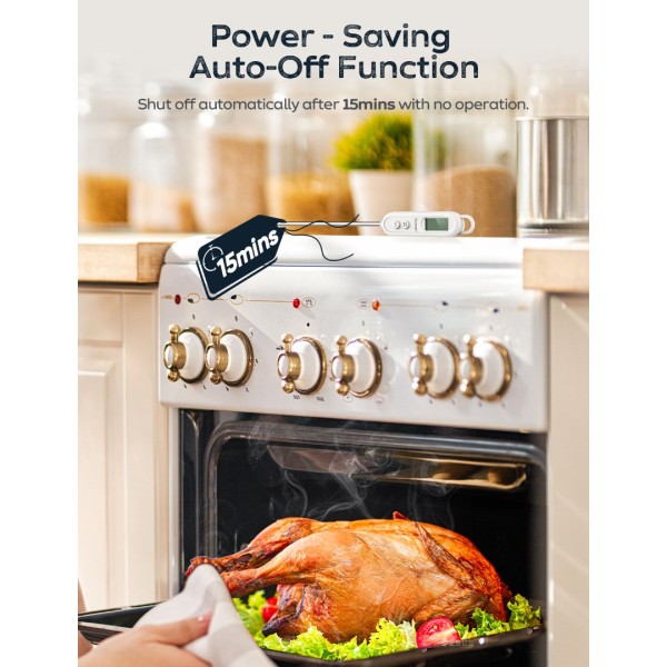 paonies Instant Read Meat Thermometers for Cooking, LCD Display Digital Food Thermometer with 5.5in Long Probe, Cooking Thermometer with Auto Shutdown for Kitchen, Baking, Frying, Grilling, BBQ