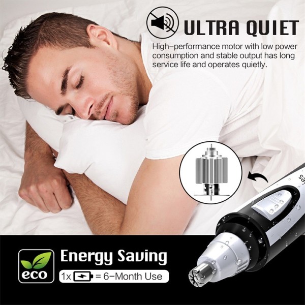 paonies Ear and Nose Hair Trimmer Clipper - 2022 Professional Painless Eyebrow & Facial Hair Trimmer for Men Women, Battery-Operated Trimmer with IPX7 Waterproof, Dual Edge Blades for Easy Cleansing Black